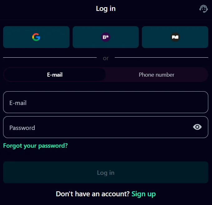 login form kult casino